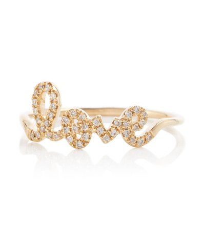 Sydney Evan - Love 14kt gold ring with diamonds | Mytheresa