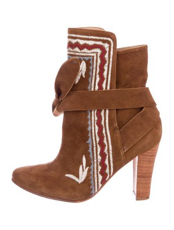 Ulla Johnson Aggie Embroidered Ankle Boots - Shoes - WUL31432 | The RealReal