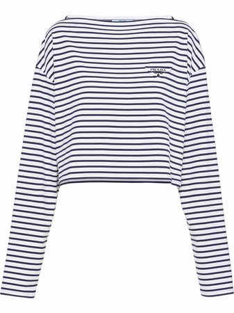 sweatshirt Prada logo-detail Striped T-shirt - Farfetch