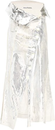 Ileana Metallic Linen Midi Skirt