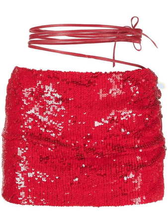 The Mannei Melilla red sequined mini skirt