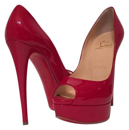 *clipped by @luci-her* Christian Louboutin Red Lady Peep 150 Platforms Size US 5.5 Regular (M, B) - Tradesy