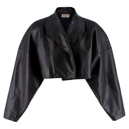 Alaia Open Front Cropped Black Vintage Leather Jacket