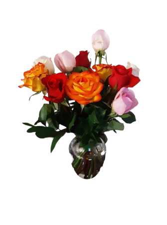 Roses in clear vase