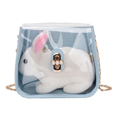 Summer transparent chain handbag cute bunny doll personality girl shoulder jelly beach shoulder bag clear hand bag Bolsa sac-in Shoulder Bags from Luggage & Bags on AliExpress