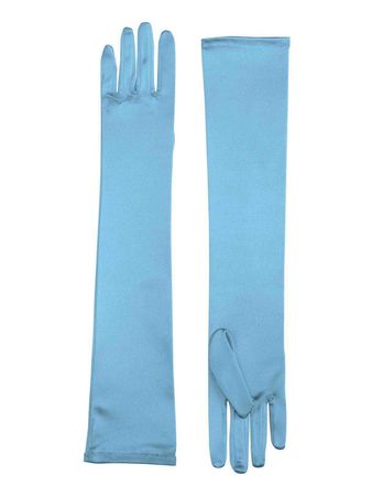 Light Blue Long Satin Gloves