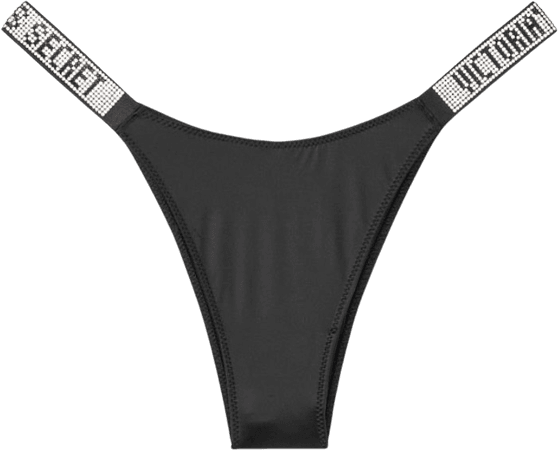 Victoria’s Secret black rhinestone strap Brazilian underwear