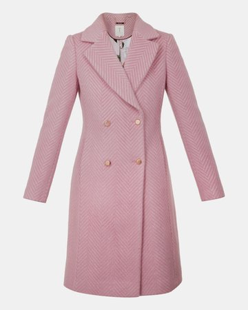 Chevron wool midi coat - Light Pink | Jackets and Coats | Ted Baker ROW