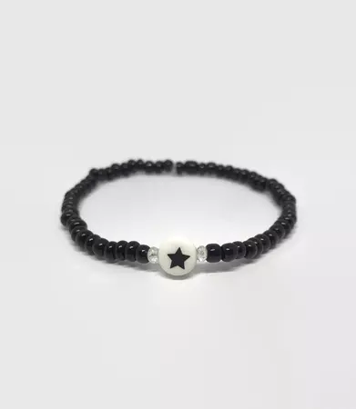 Star Bracelet / Black & White Bracelet / Star Bead / Star - Etsy Brasil