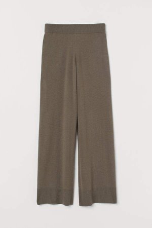 Wide-leg Cashmere Pants - Green