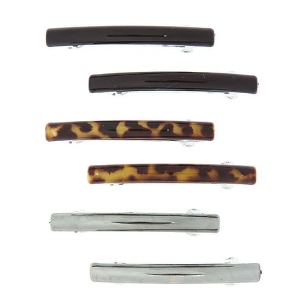 Tortoise Shell Hair Barrettes - Black, 6 Pack | Claire's US