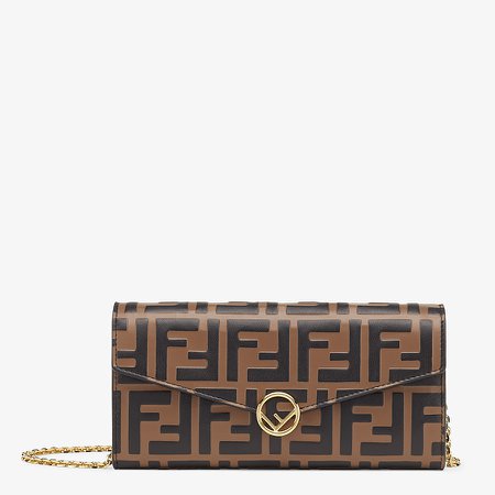 Brown leather wallet - CONTINENTAL WITH CHAIN | Fendi