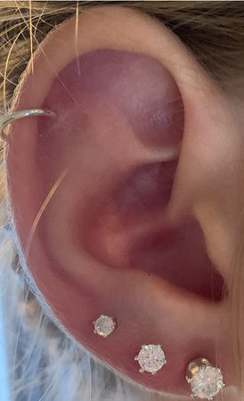 triple ear piercing w/ helix