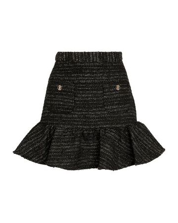 Sandro Tweed Mini Skirt in Black | Lyst