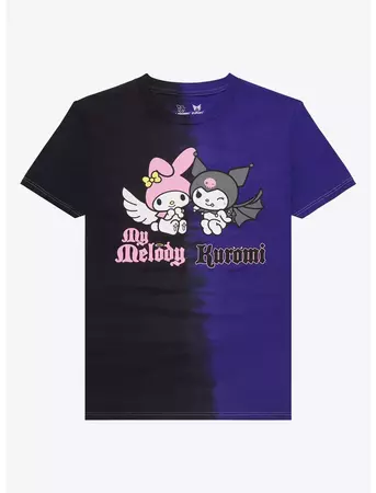 My Melody & Kuromi Angel Devil Split Wash Boyfriend Fit Girls T-Shirt | Hot Topic