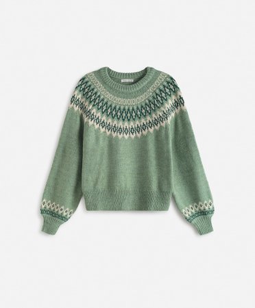 Green jacquard knit jumper - New In | Oysho United States