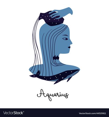 Aquarius zodiac sign female blue silhouette Vector Image