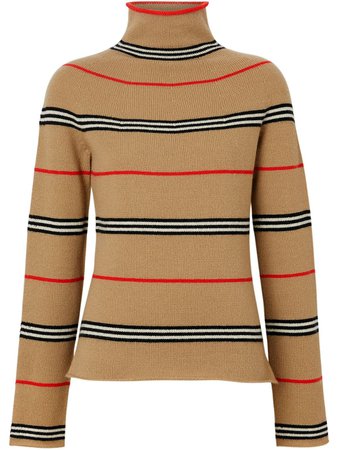 Burberry Icon Stripe Cashmere Turtleneck Sweater Ss20 | Farfetch.com