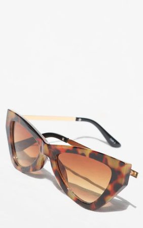 Brown Tortoise Angular Cat Eye Sunglasses - Sunglasses - Accessories | PrettyLittleThing
