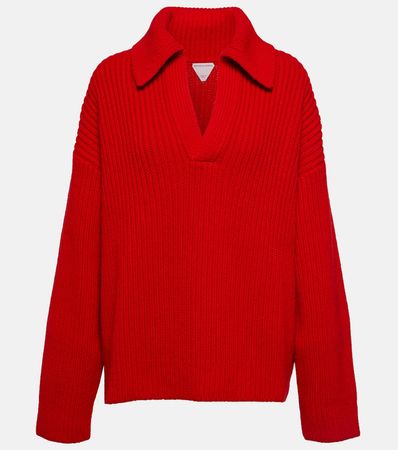 Ribbed Knit Wool And Cashmere Sweater in Red - Bottega Veneta | Mytheresa
