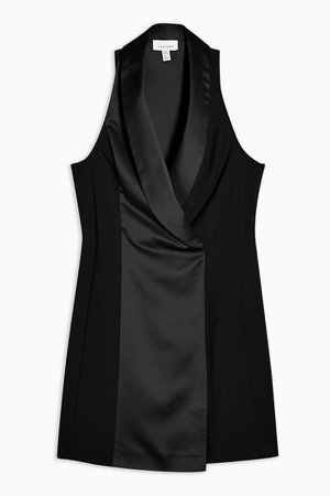 Black Satin Tuxedo Dress | Topshop
