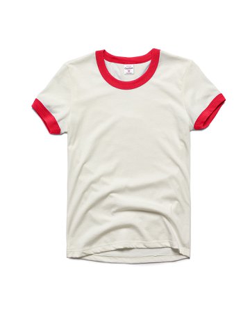 Women's White & Red Ringer T-Shirt | CHARLIE HUSTLE