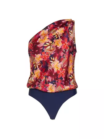 Shop Cami NYC Darby Floral Silk One-Shoulder Bodysuit | Saks Fifth Avenue