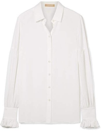 Ruffled Silk Crepe De Chine Shirt - White