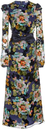 Rodarte Bow-Detailed Floral Midi Dress