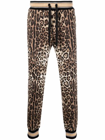 Dolce & Gabbana leopard-print drawstring-fastening Track Pants