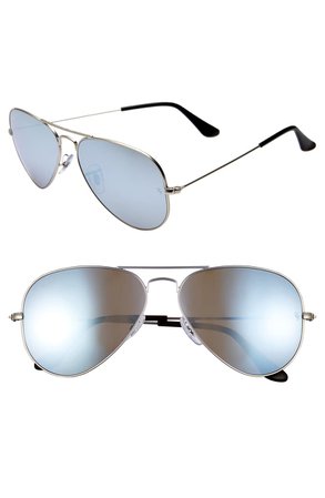 Ray-Ban Standard Icons 58mm Mirrored Polarized Aviator Sunglasses | Nordstrom