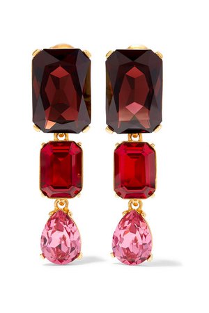 Oscar de la Renta | Gold-tone crystal clip earrings | NET-A-PORTER.COM