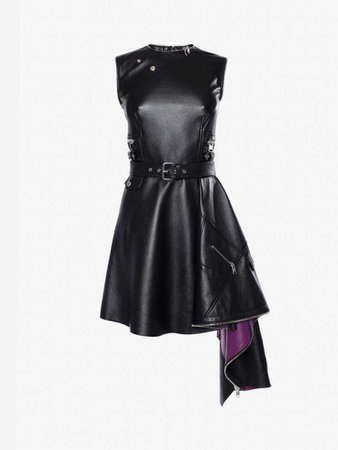 Leather Peplum Mini Dress | Alexander McQueen