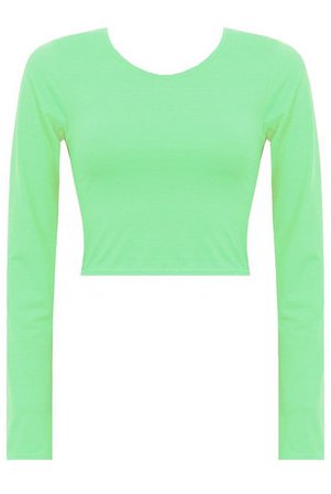 Neon green crop top with long sleeves