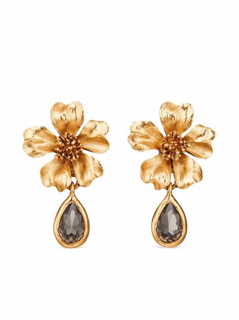 Oscar de la Renta crystal-drop flower earrings - FARFETCH