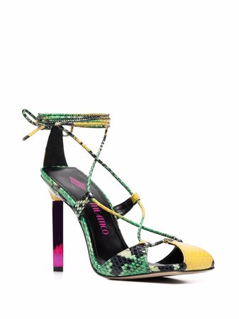 Shop The Attico Adele snake-effect sandals with Express Delivery - FARFETCH
