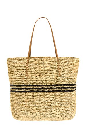 Hat Attack Luxe Stripe Tote in Natural and Black | REVOLVE