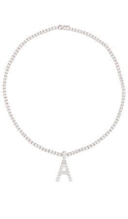 The M Jewelers NY Full Iced Out Letter Necklace in Silver | REVOLVE