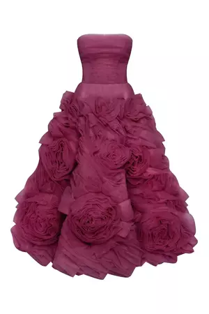 Dramatically flowered tulle dress in wine color ➤➤ Milla Dresses - USA, Worldwide delivery