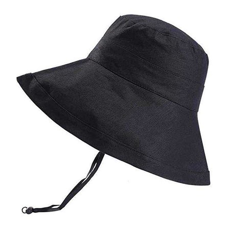 Lovely Summer Womens Foldable Flap Cover SPF 50+ UV Sun Protective Floppy Bucket Hat (Black) at Amazon Women’s Clothing store: