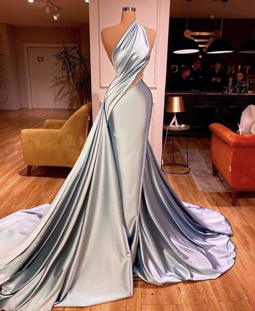 One Shoulder Prom Dresses 2023 Beaded Satin A Line Detachable Satin Elegant Prom Gown 2024 Ves on Luulla