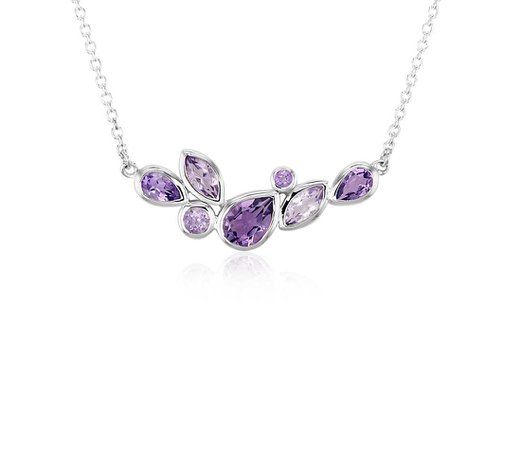 Blue Nile Mixed Shape Amethyst Necklace in Sterling Silver