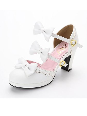 White bow heels
