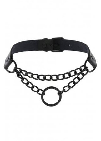 Black Strap O-Ring Chain Choker | Attitude Clothing