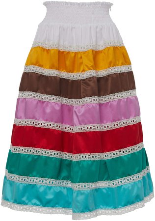 Tiered Silk Skirt