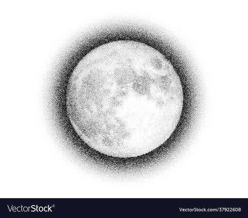 Dotwork moon night background black noise stipple Vector Image