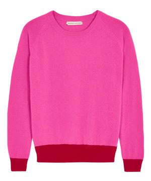 Ladies Neon Pink with Red Cashmere Jumper — Gussy and Lou