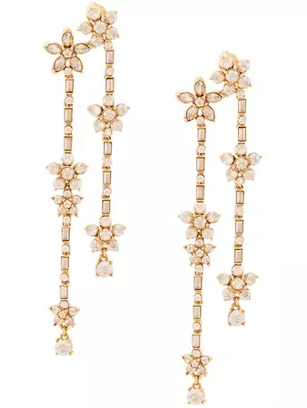 Oscar de la Renta Multi Floral Drop Earrings