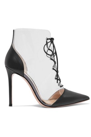 Gianvito Rossi | 105 lace-up PVC and leather ankle boots | NET-A-PORTER.COM