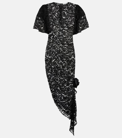 Asymmetric Lace Midi Dress in Black - Alessandra Rich | Mytheresa